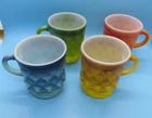 Vintage 4 Anchor Hocking Fire King Coffee Cup Mug Kimberly Diamond Pattern