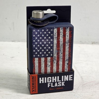 Yukon Outfitters Highline 9 Oz Pocket Whiskey Flask Distressed USA Flag New!