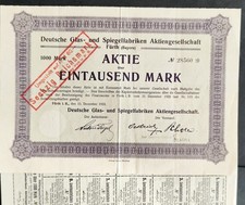 Deutsche Glas- und Spiegelfabriken AG, akcje 1000 marek, fürth 1923