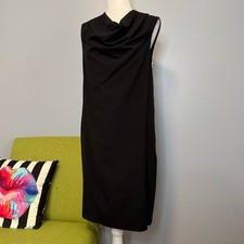 Calvin Klein Black Sleeveless Cowl Neck Shift Dress 8 Cocktail Work