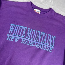 VTG 90s Hanes Heavyweight White Mountains New Hampshire Sweatshirt Large Purple