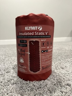 Klymit Insulated Static V Ultralight Sleeping Pad 72x23x2.5in Red Roll Up