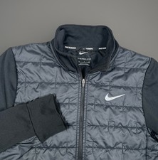 Nike Therma-Fit Insulated Running Jacket Women S Black Long Sleeve Full Zip-EUC