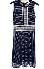MICHAEL Michael Kors Black White Polka Dot Fit & Flare Sleeveless Dress Size S