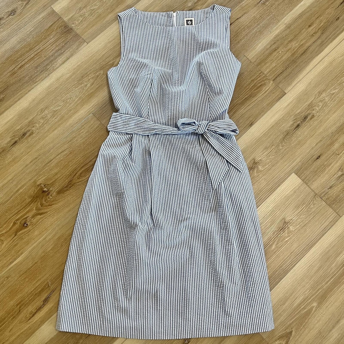 anne klein white and blue stripes bow dress ZITA DRESS main image 1