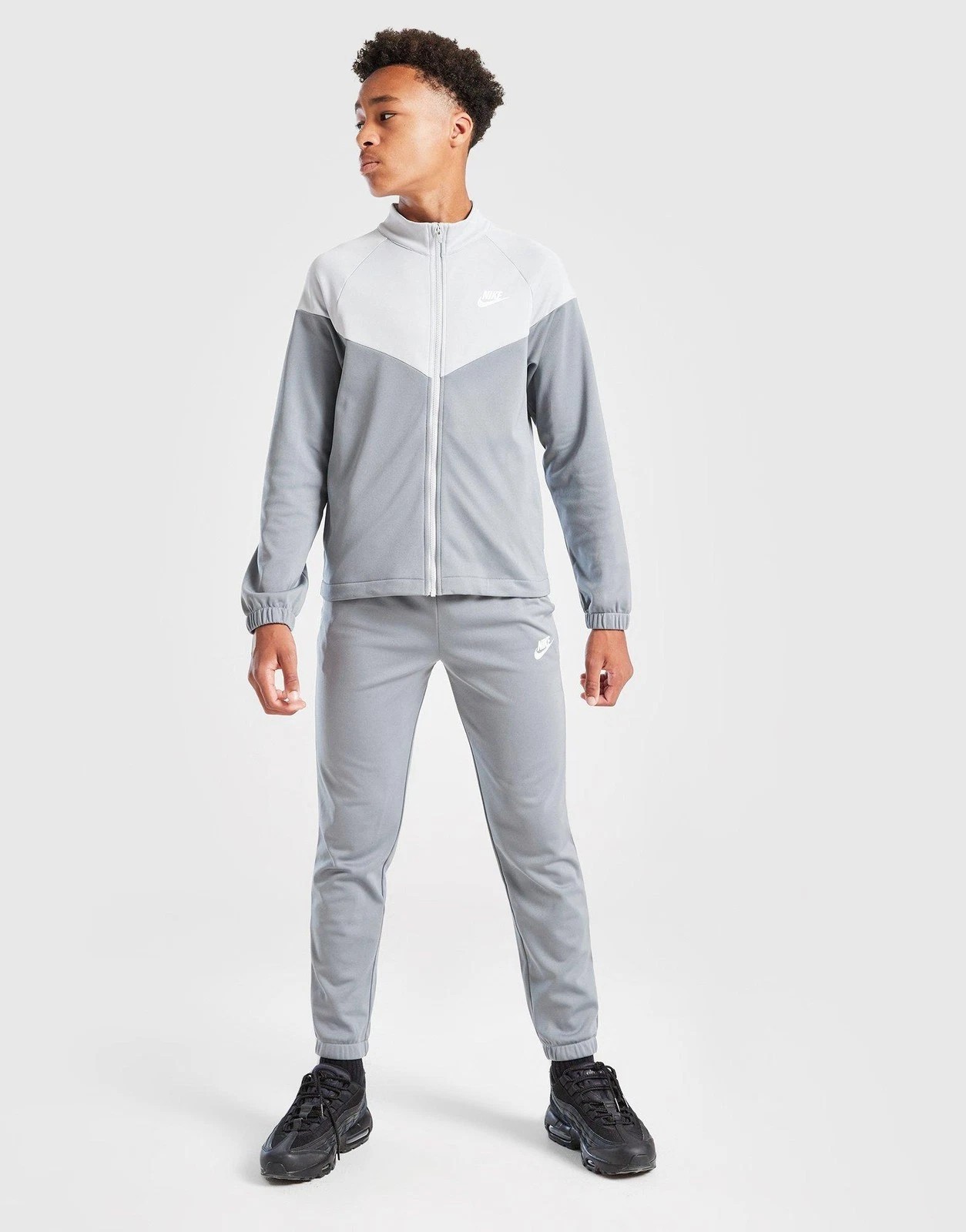 BOYS NIKE TRACKSUIT TOP BOTTOMS SET KIDS ZIP JACKET PANTS GREY PREMIUM S M L XL