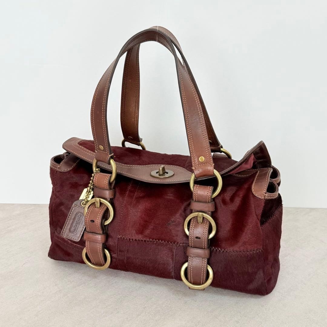 COACH Chelsea Satchel Hand Bag Turn Lock Pony Haircalf Leather Good Condition