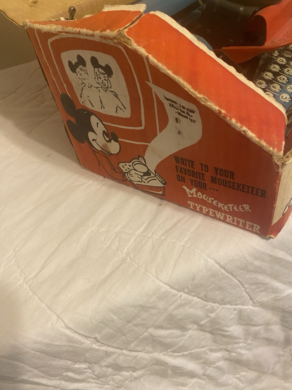 VINTAGE TIN MICKEY MOUSE FAN REPORTER FAN CLUB TYPEWRITER W BOX AND INSTRUCTIONS