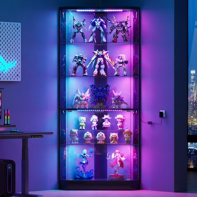 Corner Display Cabinet with RGB Lights, 5-Tiers Display Cases for Collectibles