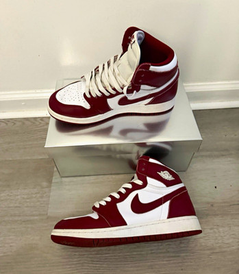 Jordan Air Jordan 1 Mid Men's Mid Top Lace-Up Sneakers Burgundy/White
