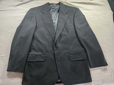 Oscar De La Renta Mens 42R Pinstripe Suit Jacket Blazer 100 Wool Charcoal Grey