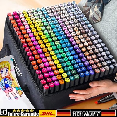 168 Farben Marker Stifte Set mit Doppelköpfiger, Alkoholmarker Set mit Basis DE