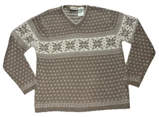 WHITE STAG Vintage Ski Sweater Sz S V Neck Ramie / Angora Pullover