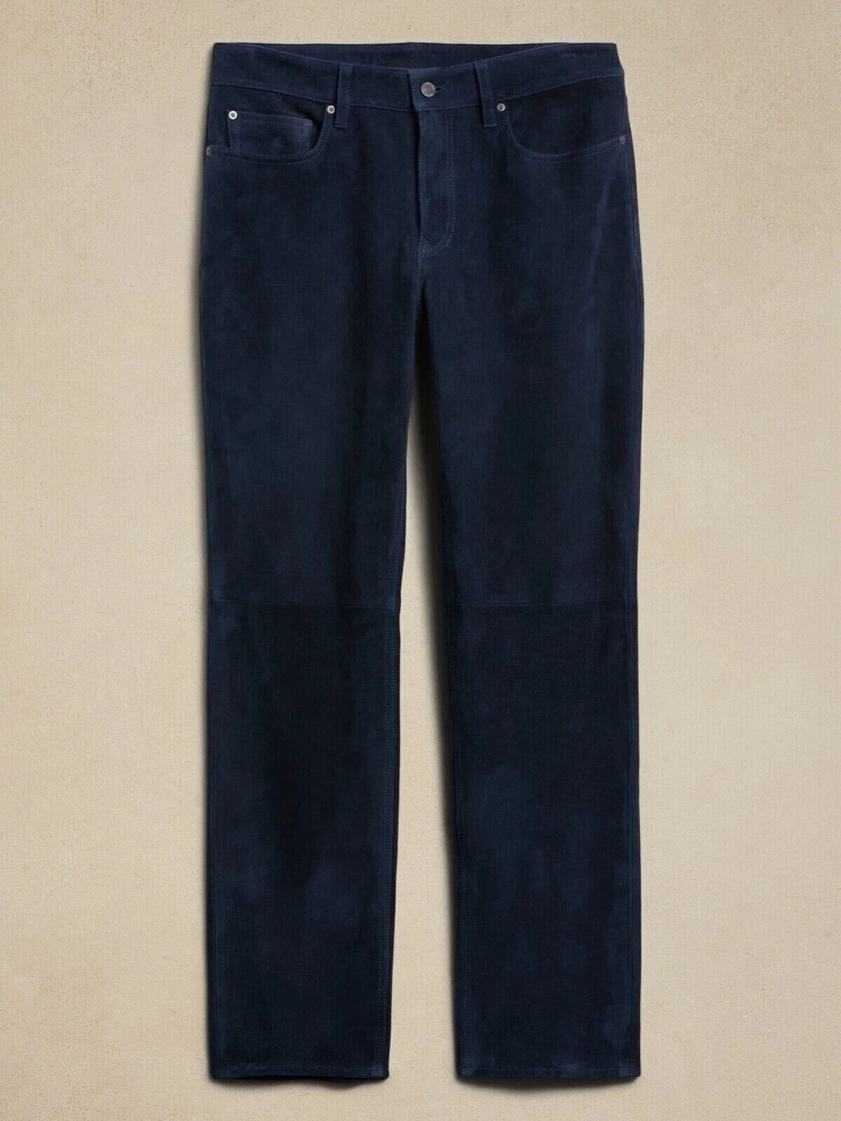 Men’s Navy Blue Suede Pant 100% Real Lambskin Leather Casual Trousers Pants