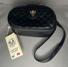 Valentino Orlandi Quilted “V” Gold Tone Logo CAMERA Crossbody Shoulder Bag New