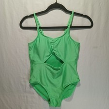 Girls Size XL 14 Green Open Front Art Class One Piece Swimsuit