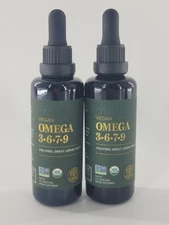 2 X Global Healing Organic Vegan Omega 3 6 7 9 Supplement - 2 Fl Oz BB 9/26 2/27