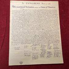 Vintage US Declaration of Independence 20  x 16  Replica Parchment Paper Corps