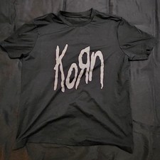 Korn Black Logo Graphic T-Shirt Band Tee Polyester XL