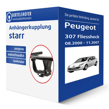 Auto Hak Anhängerkupplung starr für PEUGEOT 307 Fliessheck Typ 3A/C AHK