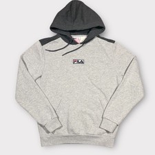 FILA Grey Spellout Hoodie with Embroidered Logo - Medium