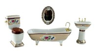 Puppenhaus Viktorianisch Royal Badezimmer Suite Miniatur Porzellan 1:12 MöBel