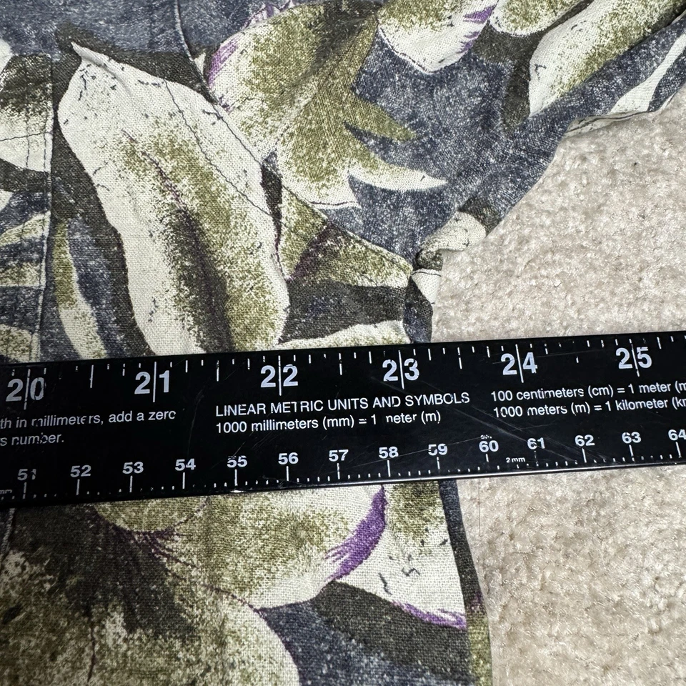 Bill Bass Mens 100% Silk Button Up Shirt Floral Hawaiian Large Gray - Image 4 of 4