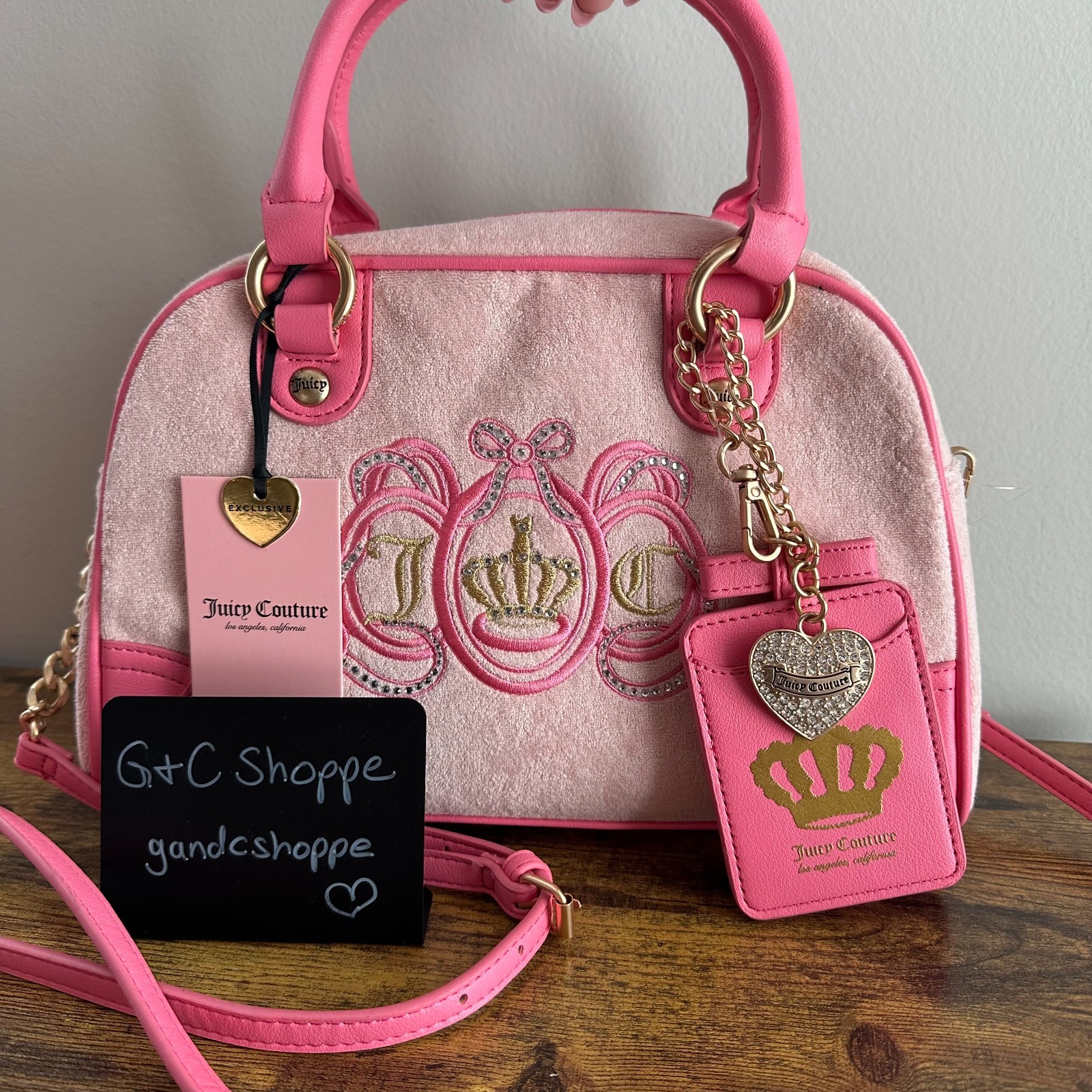 New Juicy Couture Lovers Club Pink Diamond Satchel Crossbody Hand Bag Viral
