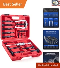 Versatile 16-Piece Bearing Race Pulling Tool Set with Organized Blow-Molded Case