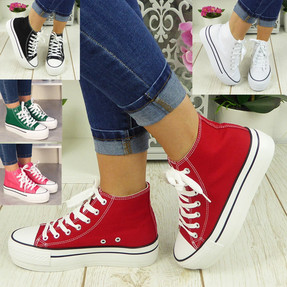 Red canvas best sale pumps