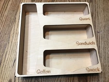 Wooden Wood Ziploc Storage Bag Organizer Unused No Box