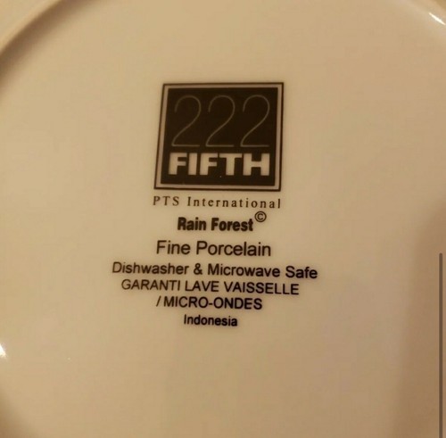 222 Fifth Fine Porcelain Plate "Rainforest" 8in Round Dish - Picture 5 of 6