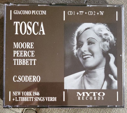 Puccini: Tosca; Grace Moore; Jan Peerce; Cesare Sodero 2x CD Myto Records EX