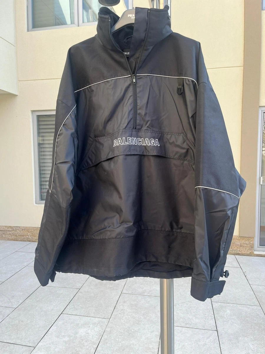 Balenciaga , Half Zip Anorak Pullover Cargo Logo Parka in Black PO 48 IT |  eBay