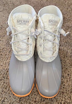 Sperry Boots - Size 9.5W Sperry Saltwater Duck Boots Women 9.5 W White Circle Flat  main image 3