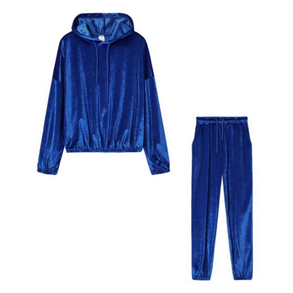 VETEMENTS Womens Ladies Velvet Lounge Set Hoodie Sweatshirt Lounge Wear Tracksuit Clothing