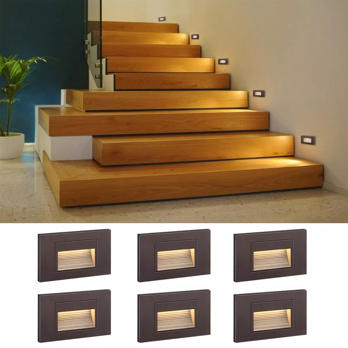 6-Pack Dimmable Recess Landscape Step Light outdoor & Indoor