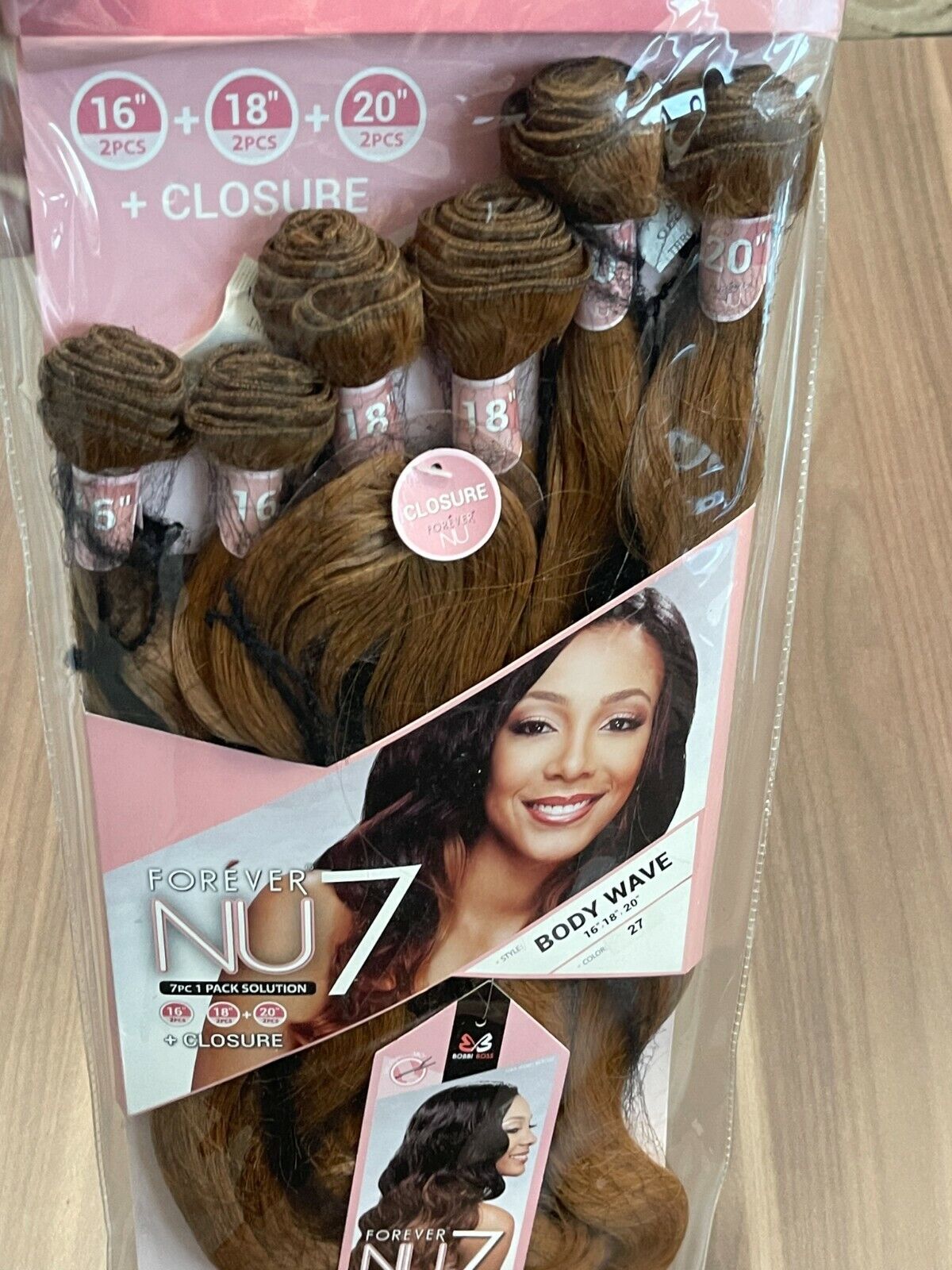 Bobbi Boss Forever NU7 Body Wave 7pcs Synthetic Weave Hair Bundle Pack #27 Honey
