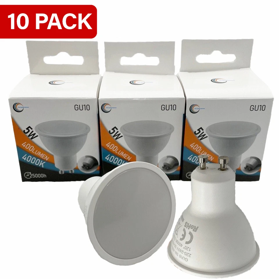 10 x 3W GU10 SMD LED Energy Saving Light Bulbs Spotlight Cool White - Image 2 of 4