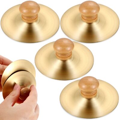 4Pcs Finger Cymbals with Wooden Handles Finger Cymbals Percussion Instrument ...