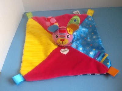 Lamaze Tomy Plush Bright Colored Rabbit Lovey Security Blanket w/Rattle ...