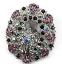 Purple Fancy Austrian Rhinestone Crystal Trendy Wedding Brooch Pin PN 33542