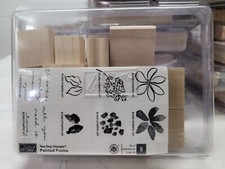 stampin' up painted posies set of 8 wood stamps / we1651 r4 t63