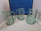 3 Vintage Coca-Cola Coke Green Glass Stein Mug With Handle 16 Ounces