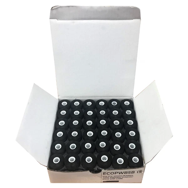 Pre-Wound Bobbins L Embroidery Bobbin Thread, Brother, Happy,Ricoma WHITE, Black - Image 2 of 4