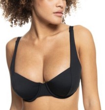 Roxy Beach Classics Underwired D Cup Bikini Top In Anthracite Black SZ S NWT