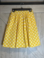 NWT Cotton A-Line Pleated Vintage Skirts for Women M Yellow Polka-Dot Pockets