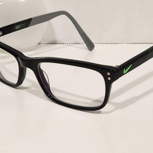 Nike Eyeglasses Frames 7237 001 140 Black Gray Green Rectangular Rim Case Cloth - Picture 21 of 21
