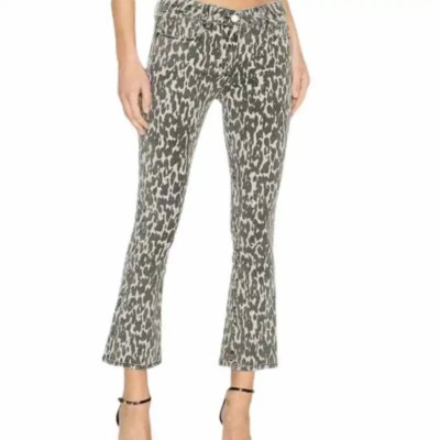 PAIGE Rosie HW Leopard Gray Jeans 25 Waist Poppy Slim Crop Flare USA Made  NICE!