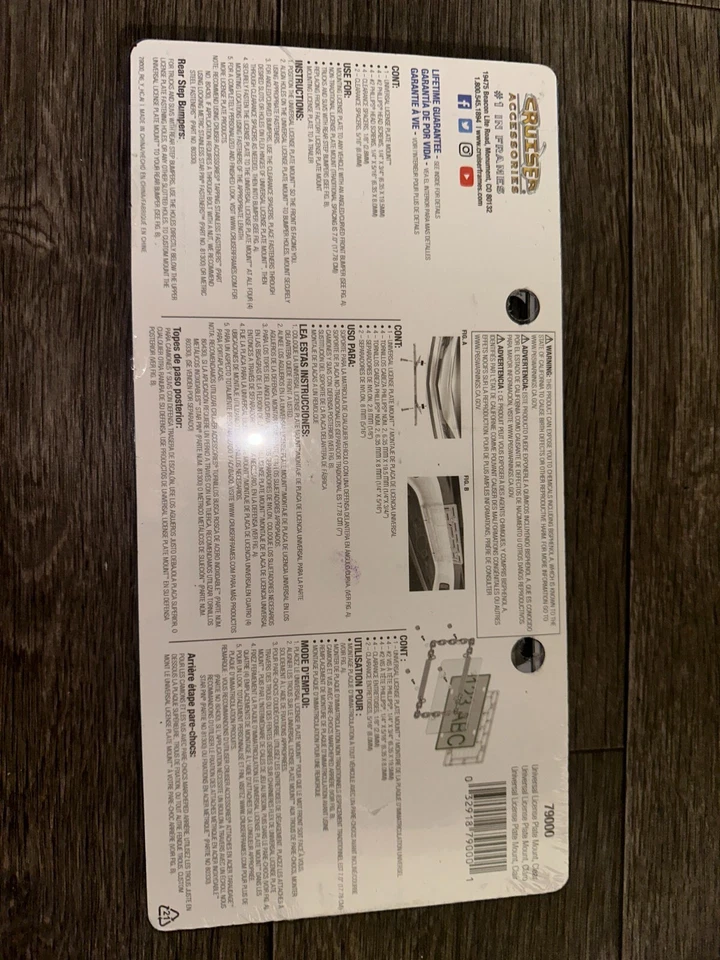 Montaje de matrícula universal Cruiser. Clear 79000 Foto 2 de 2